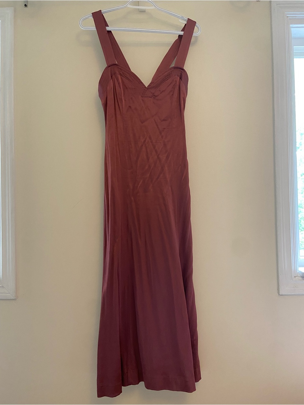 Anthropologie Satin Maxi Slip Dress in Dusty Rose